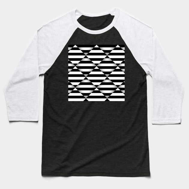 Optical Illusion I Black and White Baseball T-Shirt by k10artzone